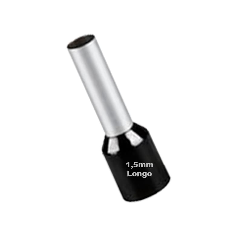 Terminais Ilhós Tubular Longo Pré-Isolado 1,5mm c/ 100 Peças