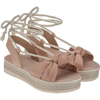 Sandalia Infantil Anabela Flatform Salto Baixo Amarração Nó Confortavel Moda Atual Blogueira