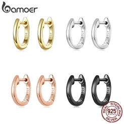 Bamoer 1 Par De Brincos De Prata Esterlina 925 Com Fivelas Simples Versátil Acessórios De Moda Para Mulheres