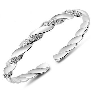 [Estoque real] Bracelete de prata 925 com abertura feminina, pulseira de prata totalmente combinada ajustável / joias no atacado