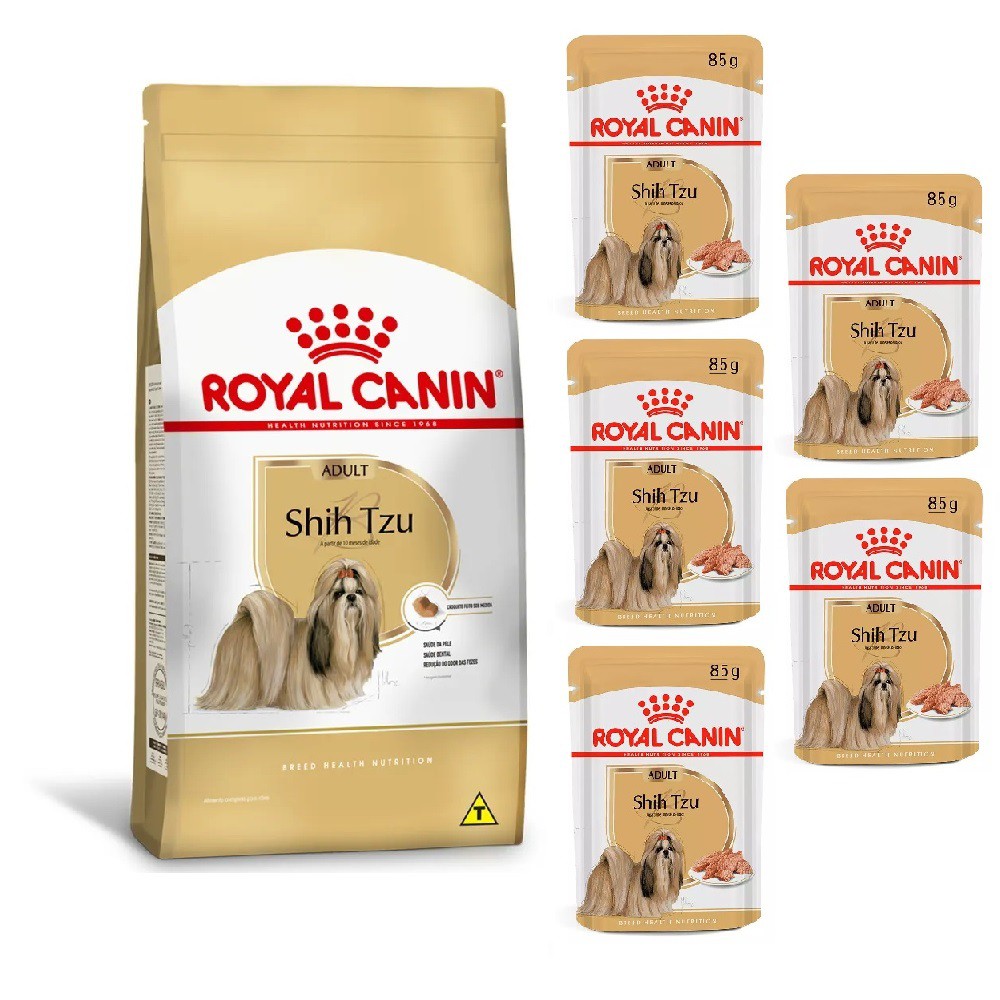 KIT RC ROYAL CANIN RACA SHIH TZU ADULT 2,5KG E 5 WET ROYAL CANIN SHIH TZU ADULT 85G