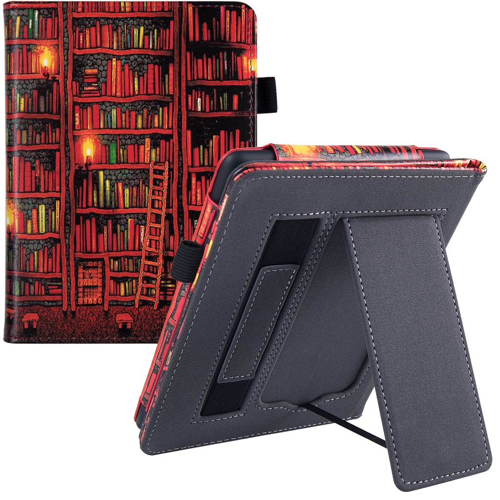 Estojo de suporte para Kindle Paperwhite 11ª geração e Kindle Paperwhite Signature Edition (6,8 polegadas, versão 2021) - Capa de couro PU com alça de mão/Auto Sleep/Wake