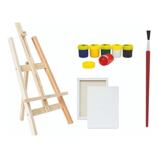 Kit para Pintura - Cavalete 70 cm, Tela de Pintura 30x40, Guache, Pincel e Paleta em Oferta na Shopee