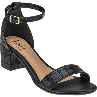 Sandália Feminina Lóris Shoes Croco Saltinho Bloco Quadrado Baixo Confortavel Preto 203-500