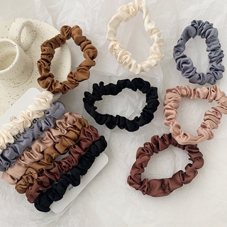 6pçs / Conjunto Elástico De Cabelo Elástico De Cetim Scrunchie Para Rabo De Cavalo