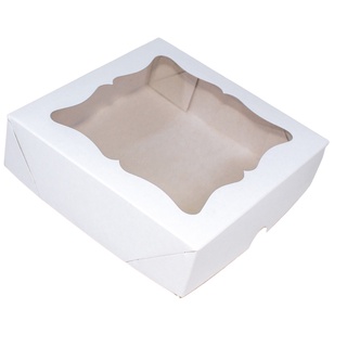 Caixa de Presente Branca Clássica 15x15x4 Com Visor 10 Unidades