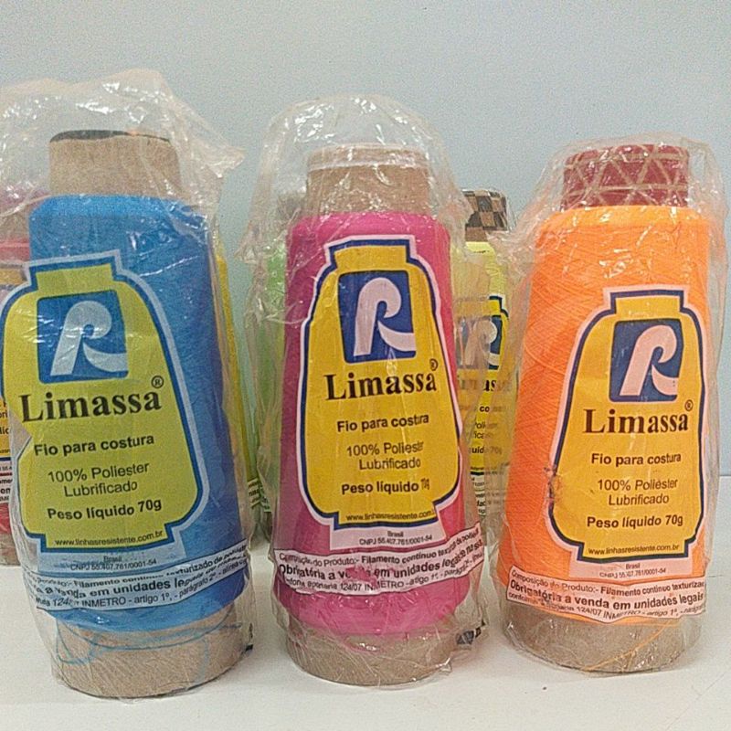 Fio Para Costura Overloque 100% Poliéster Lubrificado Cone 70g TEX 18 Limassa Resistente