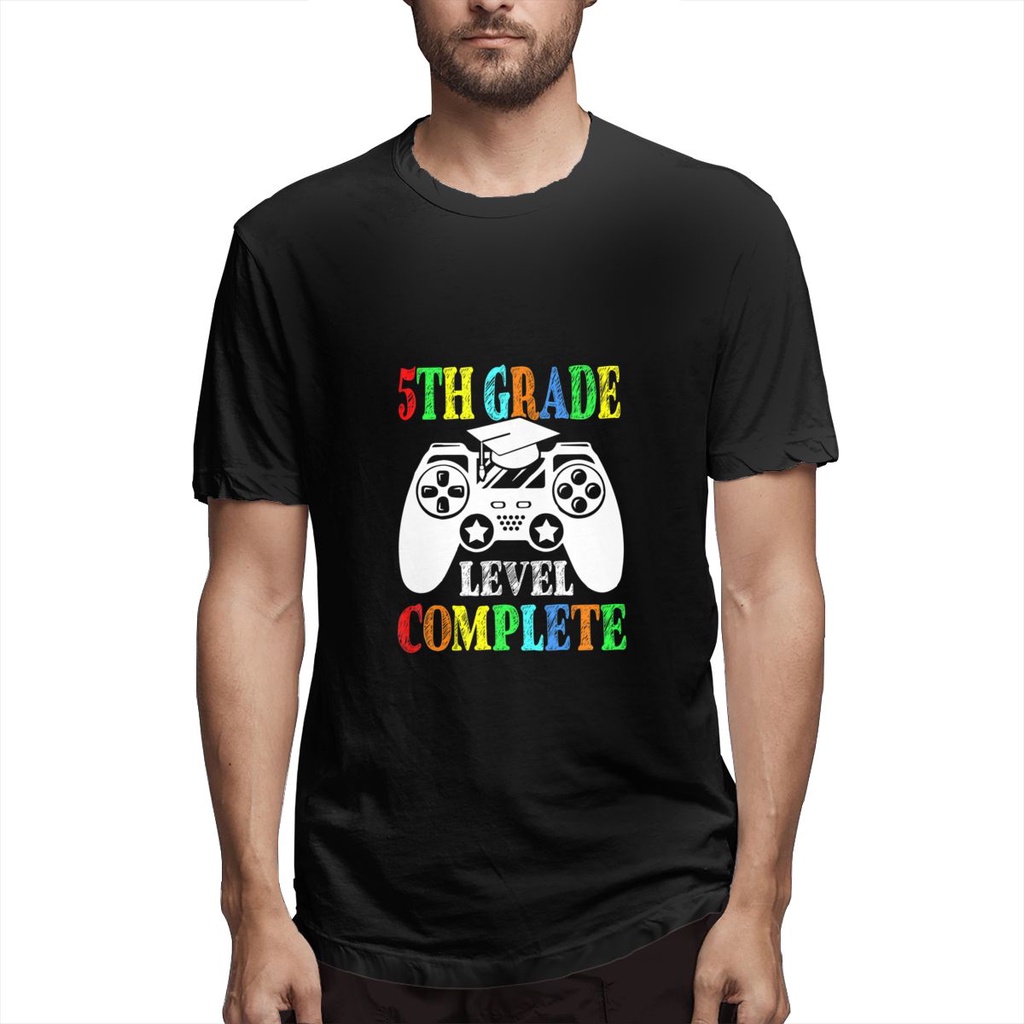 Funny Graduation 5th Grade Level Complete Gamer Cl Graphic Tee Men S Short Sleeve T Shirt Funny Tops Shopee Brasil