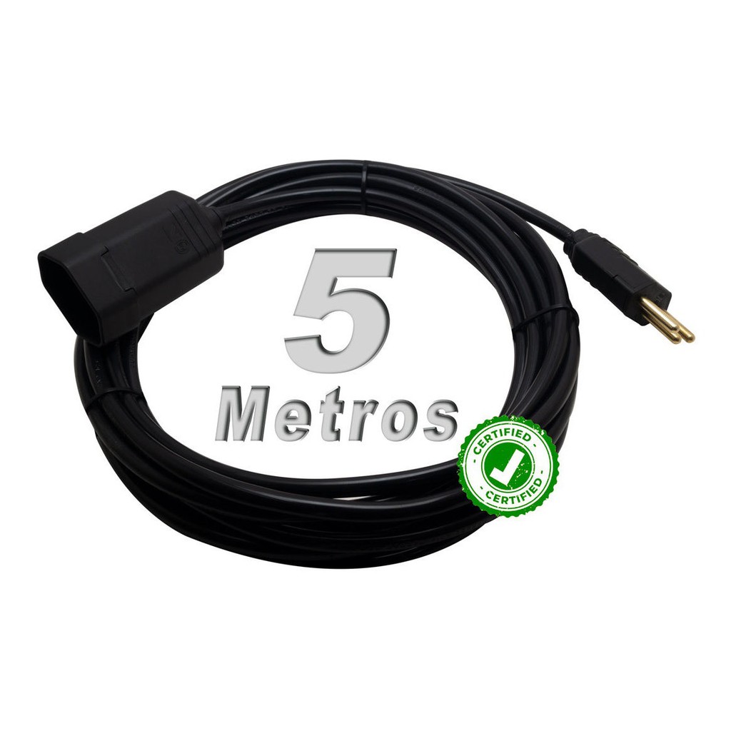 Extensão Elétrica 5 Metros Bivolt Preto Profissional 5m