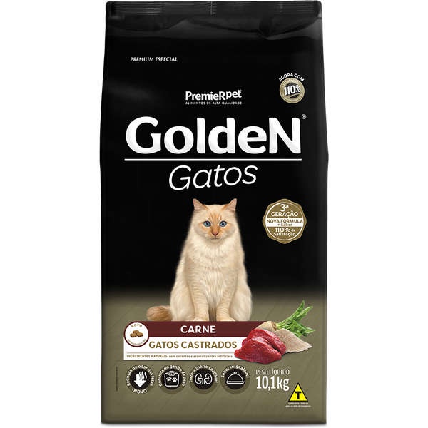 Ração Golden Gatos Castrados Carne 10,1kg em Oferta na Shopee