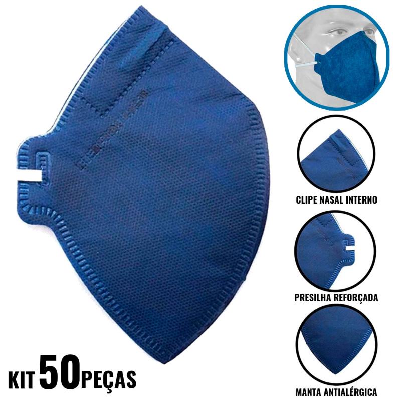Respirador Descartável PFF2 s/ Válvula Kit com 50 Peças CAMPER