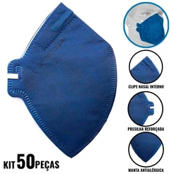 Respirador Descartável PFF2 s/ Válvula Kit com 50 Peças CAMPER