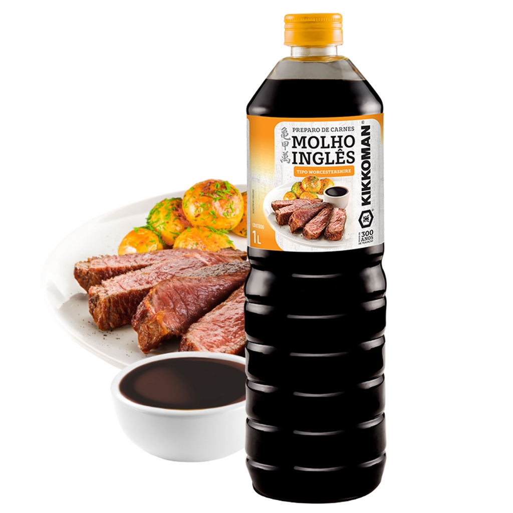 Molho Inglês para Carnes tipo Worcestershire Kikkoman 1L Shopee Brasil