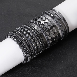 Formas Geométricas Hematita Energia Pulseiras Homens Natureza Alta Polonês Magnética Para As Mulheres Da Moda Jóias De