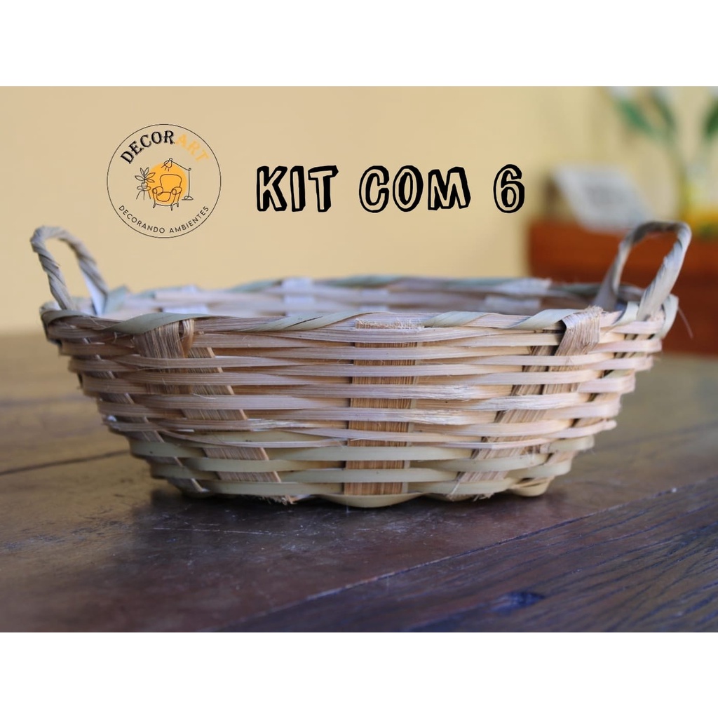 Kit Com 06 Cestinha de Bambu Galeto Mini com Alça (20x15x8) em Oferta na Shopee