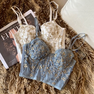 Soutien Floral Macio Bordado Acolchoado Para Mulheres Sexy Levantamento Do Peito Anti Flacidez