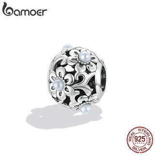 Bamoer Contas De Prata 925 Flor Clássica/Berloque De Moda Para Diy Acessórios Pulseira SCC2182