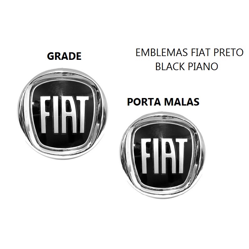 Kit emblemas Grade e Porta Malas Fiat Preto Black Piano PUNTO 2007 2008 2009 2010 2011 2012  Simbolo em Oferta na Shopee