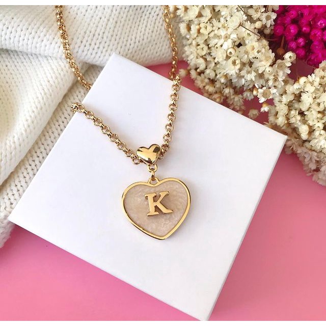 Colar Feminino em Elo Português com letra inicial do nome