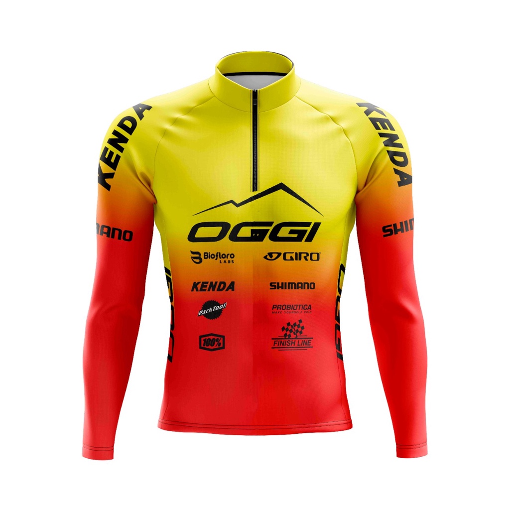 Camisa Ciclismo Oggi Amarela 2022 Manga Longa  Ciclismo Camiseta Para Ciclista /Adulto e Infantil