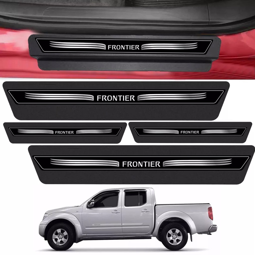 Kit 8 Peças Adesivo Soleira Porta Frontier 2008 2009 A 2017 2018 - Preto