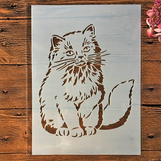 Stencil Pintura Gato Peludo A4 em Oferta na Shopee