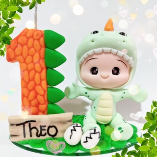 Vela Dinossauro Baby  Dino Baby 1 , 2 , 3 , 4 , 5 , 6 , 7 , 8 , 9 anos Topo de Bolo
