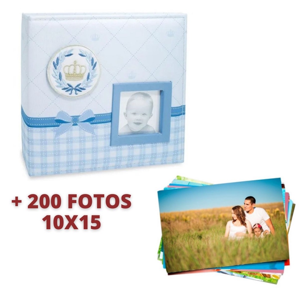 ÁLBUM DE 200 FOTOS PARA BEBES + 200 FOTO 10X15 REVELADAS 810