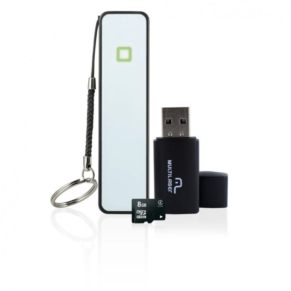 Kit Power Bank 2600mAh + Leitor de Cartão + Cartão de Memória 8GB MC200