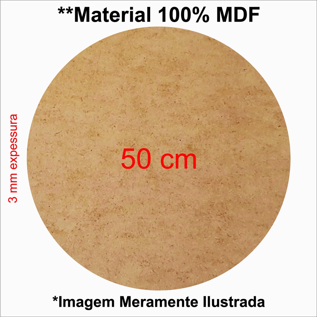 Placa Redonda 50 cm MDF 3MM Cru