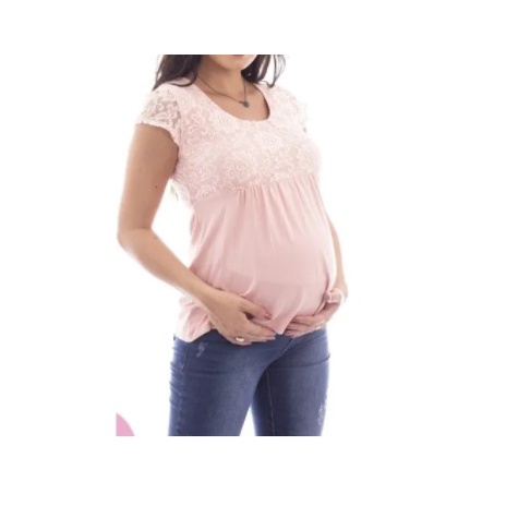 Blusa Gestante, Detalhe Em Renda Bl 081