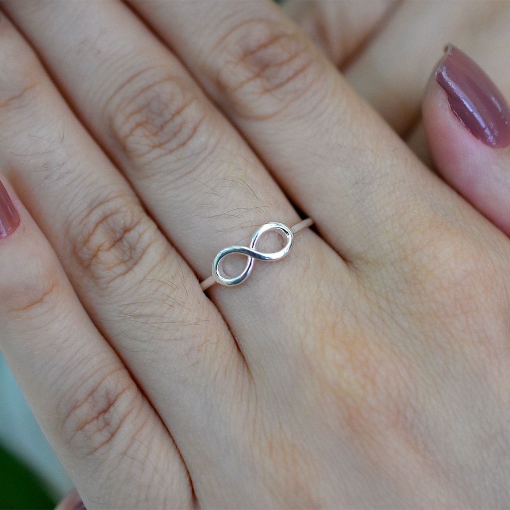 Anel Banhado Prata 925 Feminino Legítima Infinito