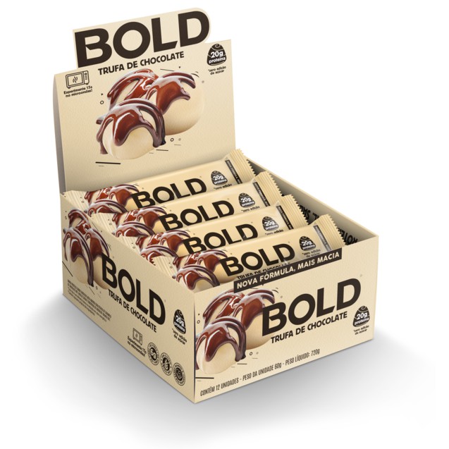 Barra de Proteína BOLD TRUFA DE CHOCOLATE Caixa C/12uni bold snacks - Pronta Entrega