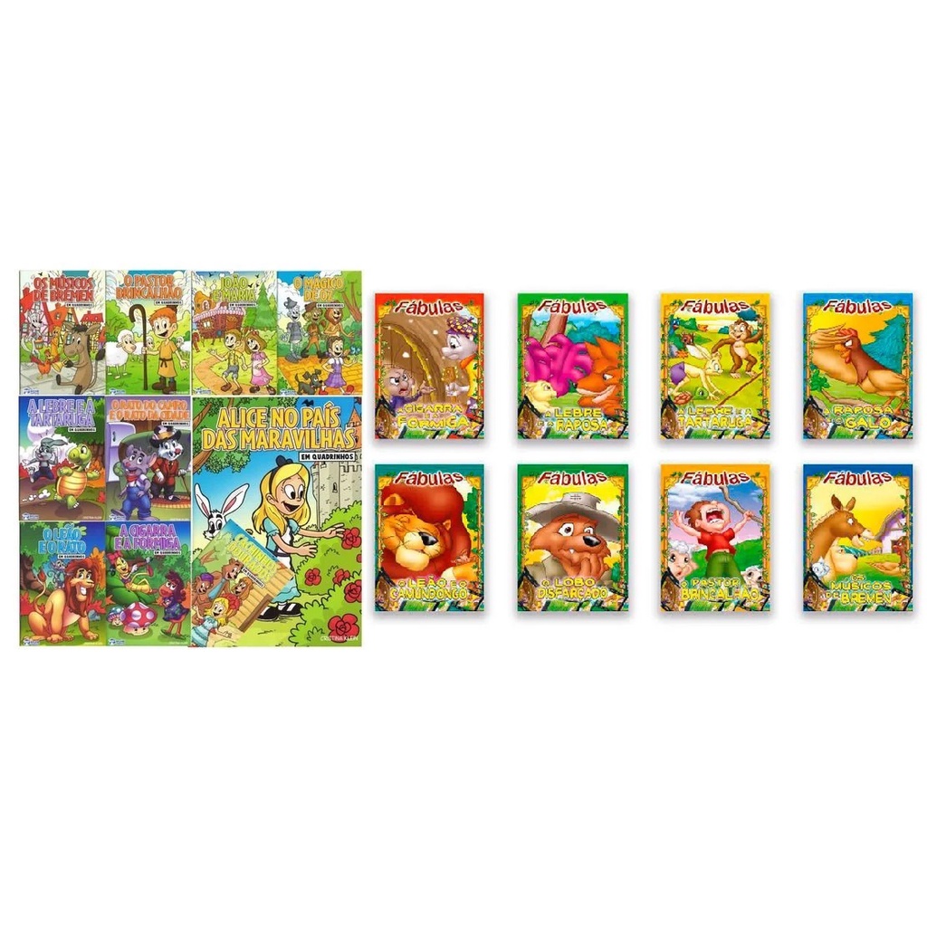 Kit C/ 18 Livros Fábulas E Fábulas Em Quadrinhos