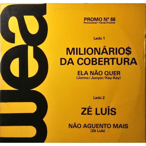 Milionários Da Cobertura Lp Promo N. 66 Zé Luís Wea 1985
