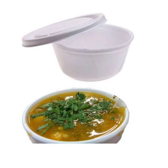 Cumbuca isopor pote com tampa 200ml c/50 para caldo quente doces sorvetes açaí