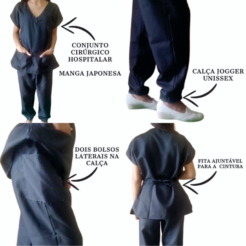 Conjunto Cirúrgico Hospitalar/Tecido OXFORD/SRUB Tecido Liso/Pijama adaptável no corpo/P M G / GG /XG