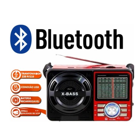 Rádio Bass Retro Vintage Usb Mp3 Bluetooth A-1088