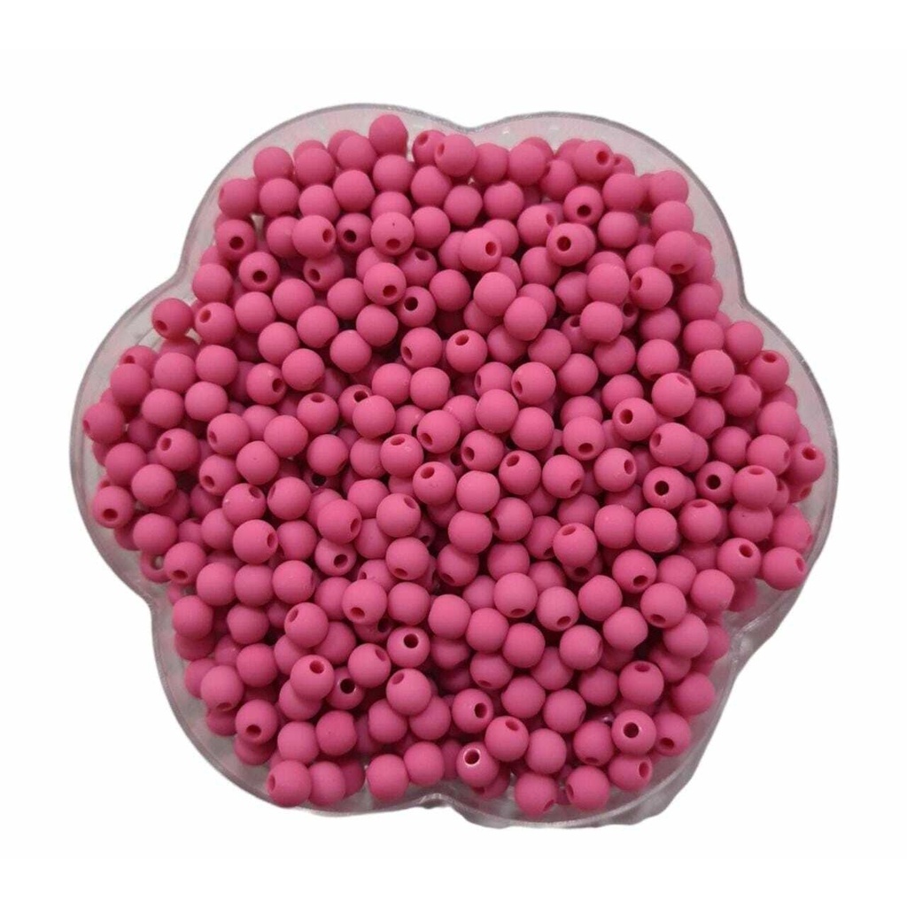 Miçanga - Bola Emborrachada - Rosa Chiclete - 6mm - Pct c/ 50gr
