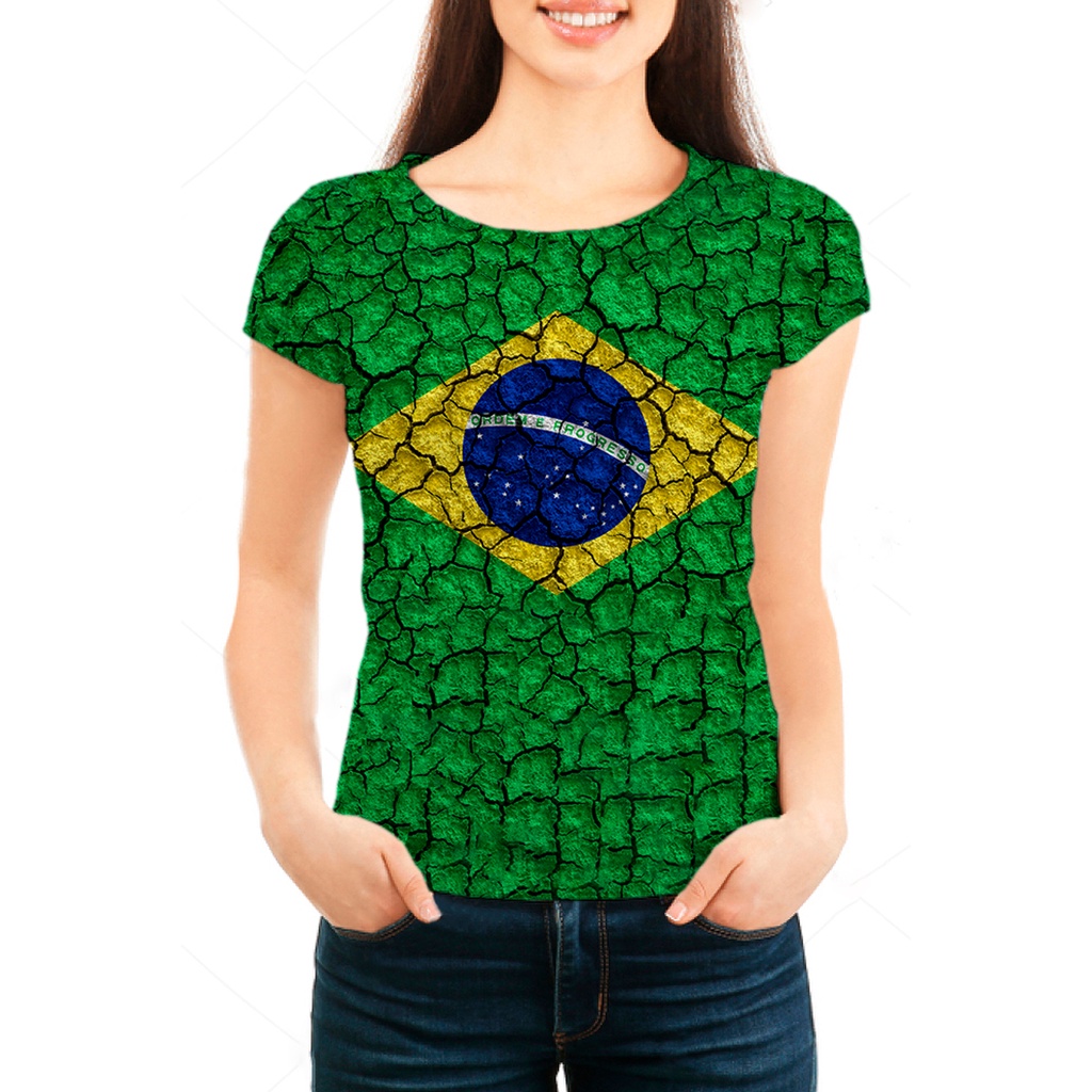 Camiseta Feminina Bandeira do Brasil - 10