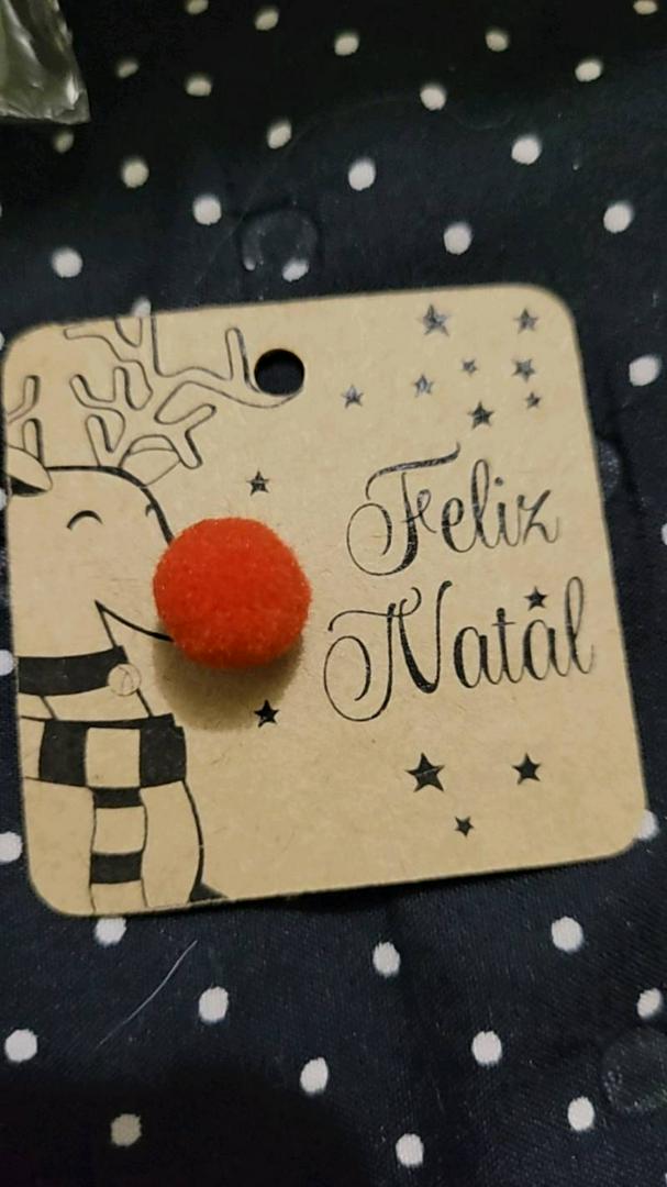 50 peças Tag Natalina Kraft - Etiqueta - Rudolph - Rena + 50 Pompons na cor  vermelha -Diy | Shopee Brasil