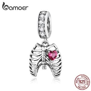 Bamoer 925 Costela Gaiola De Prata Pingente Para Charm Bracelet & Bangle Acessórios Originais