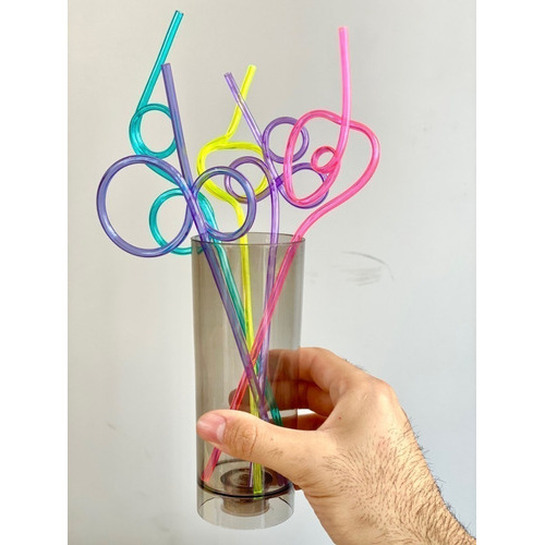 Kit C/ 20 Canudos Acrílico Espiral Drink Coquetel Festa Top
