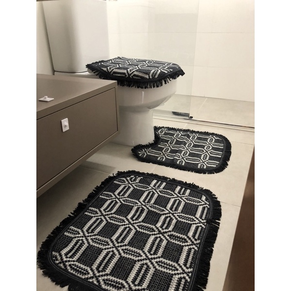 Jogo De Tapete Conjunto Banheiro 3 Peças Luxo Qualidade Promoção Decoração em Oferta na Shopee