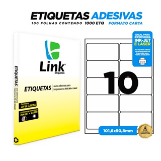 Etiqueta Adesiva Carta 101,6mm x 50,8mm 100 Folhas - Link Etiquetas em Oferta na Shopee