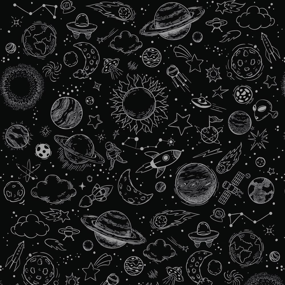 Papel de Parede Adesivo Espaço Sideral Fundo Preto Para Quarto Gamer Infantil em Oferta na Shopee