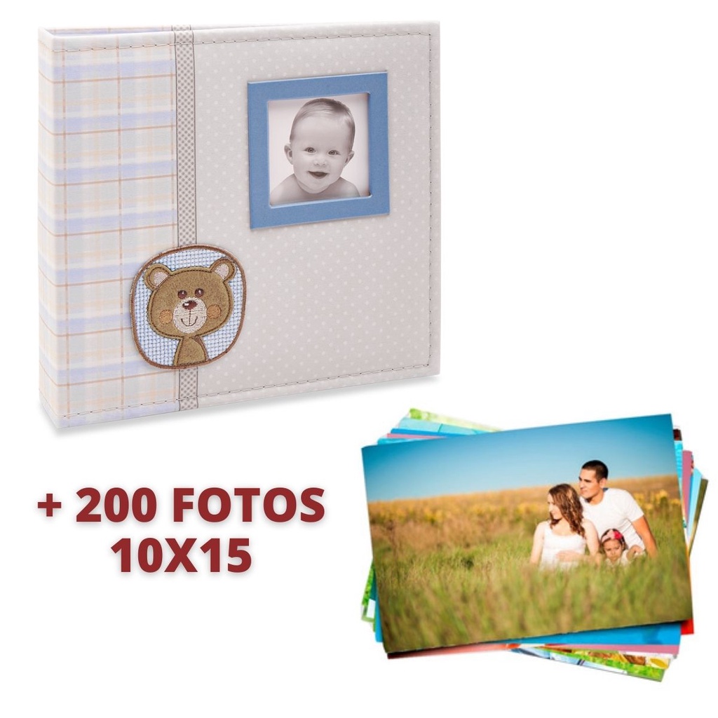 ÁLBUM DE 200 FOTOS PARA BEBES + 200 FOTO 10X15 REVELADAS 862