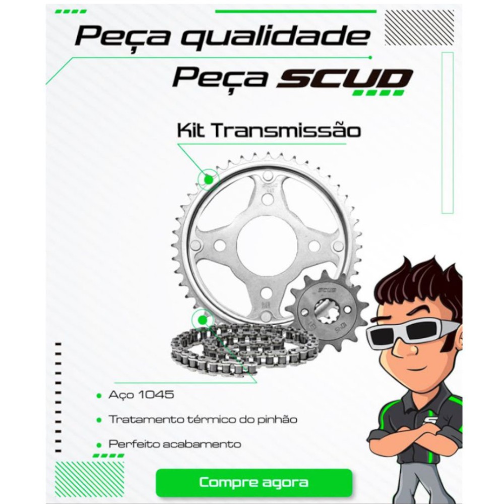 Kit Transmissão Relação Tração Para Moto Crosser 150 Original Scud