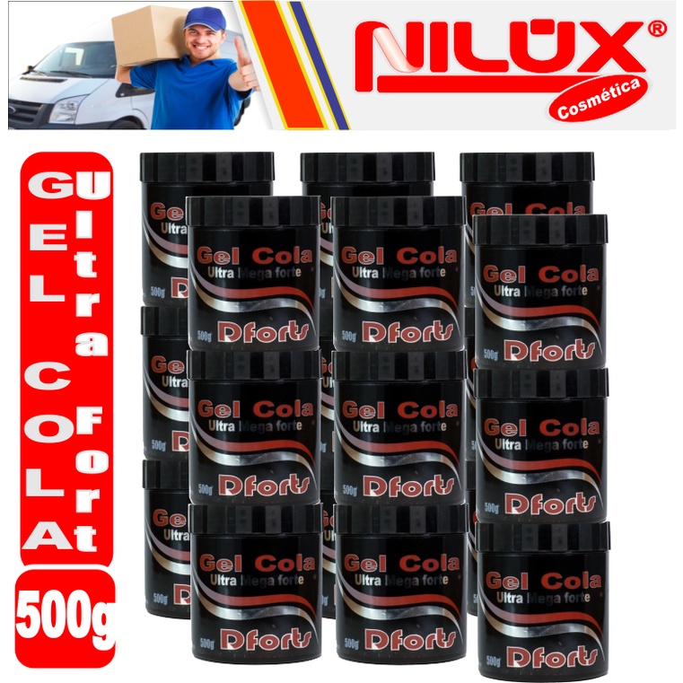 Kit 12 Gel Cola Ultra Mega Fort Dforts 500g indicado para todos os tipos de cabelos