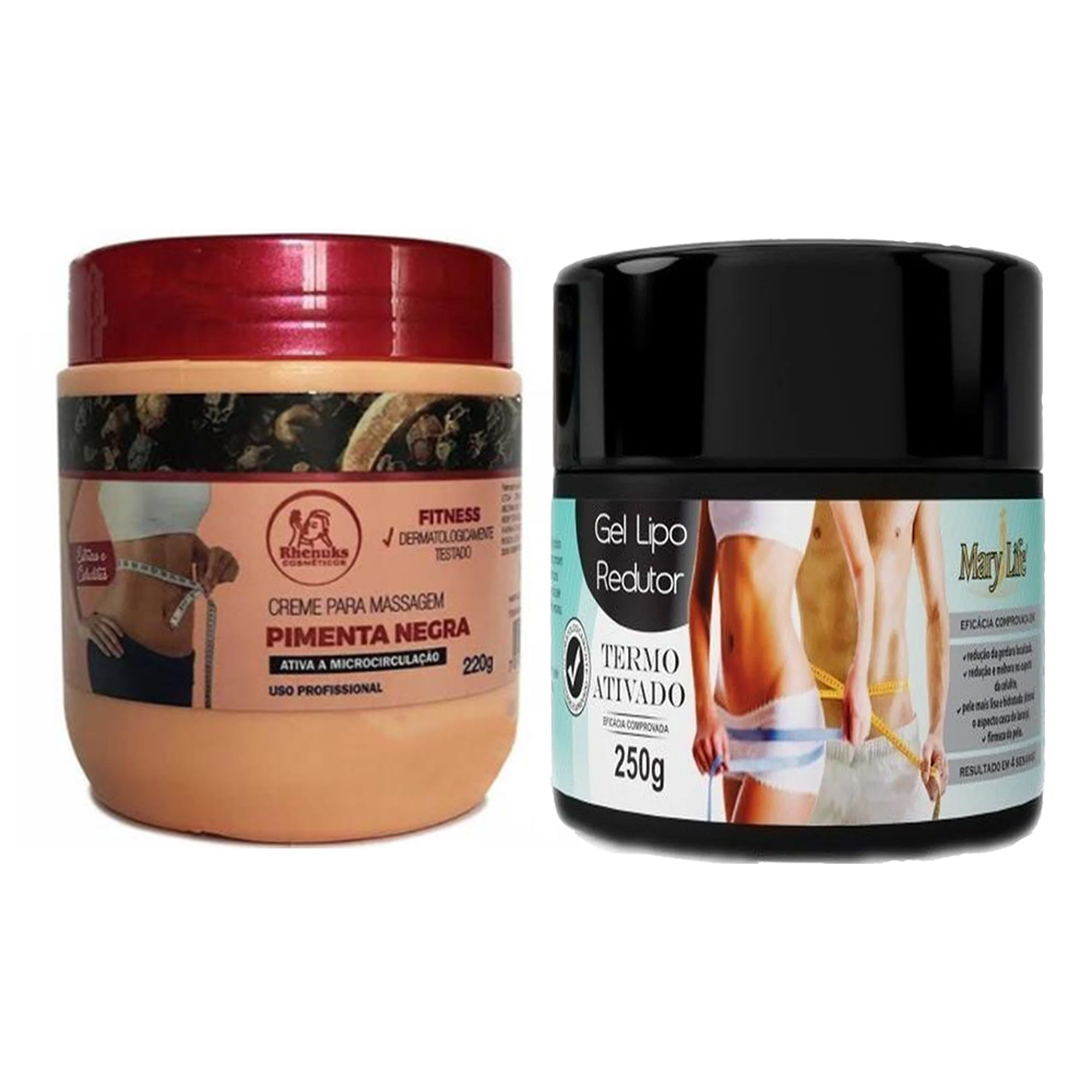 Gel Lipo Redutor Mary Life 250g + Creme Pimenta Negra 200g